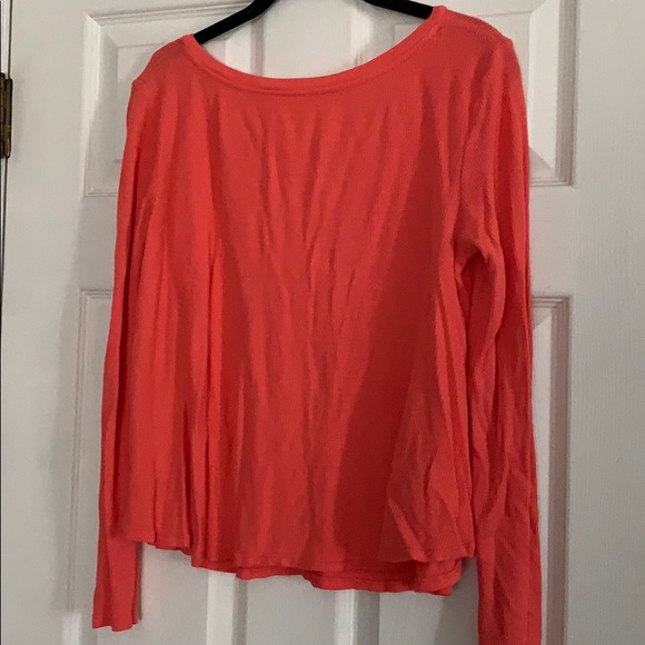 Soft Waffle Long Sleeve Tee in Coral - Picture 5 of 5